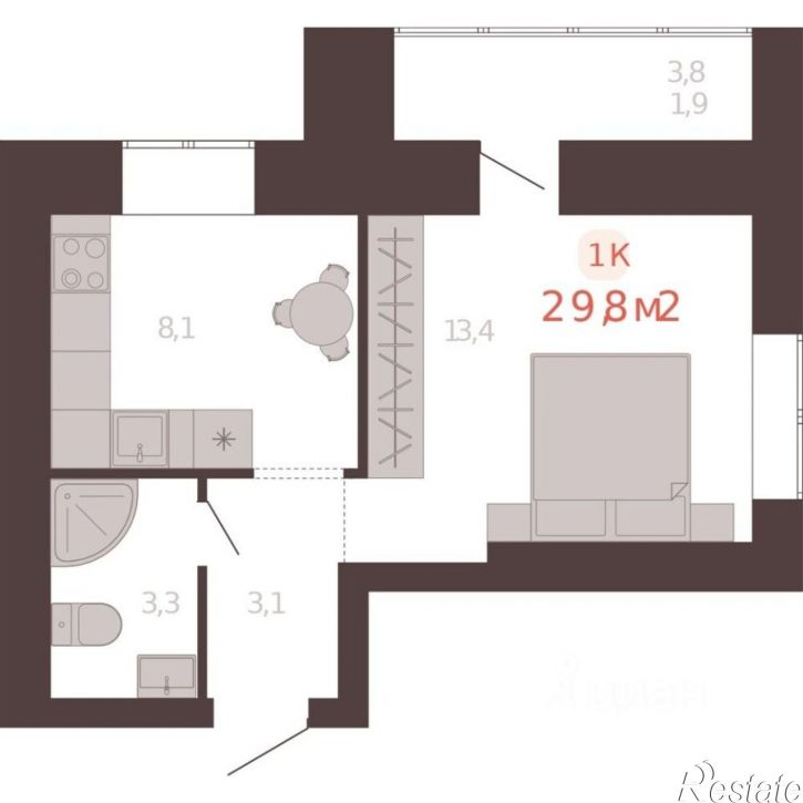 1-комн квартира в новом доме ул Южсиба, 52А,  д. 52А