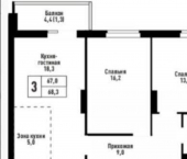 3-комн, 68кв м, этаж 14/25 ул Промышленная, 6