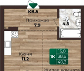 1-комн, 40 кв м, этаж 3/22 6-я Нагорная улица, 15Г/1