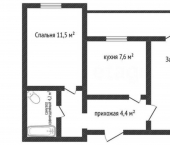 2-комн, 47кв м, этаж 3/5 улица Академика Мясникова, 14
