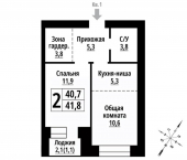 2-комн, 41 кв м, этаж 2/9 Барнаул, улица Чеглецова