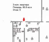 3-комн, 61кв м, этаж 7/9 ул Прудская, 21