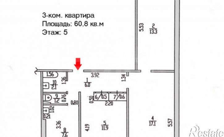 3-комн квартира ул Прудская, 21,  д. 21