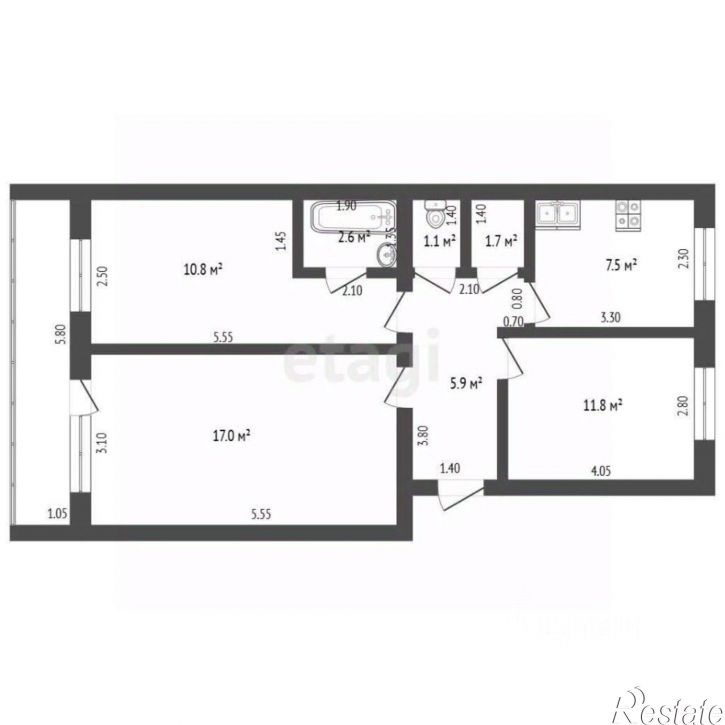 3-комн квартира ул Центральная, 45,  д. 45